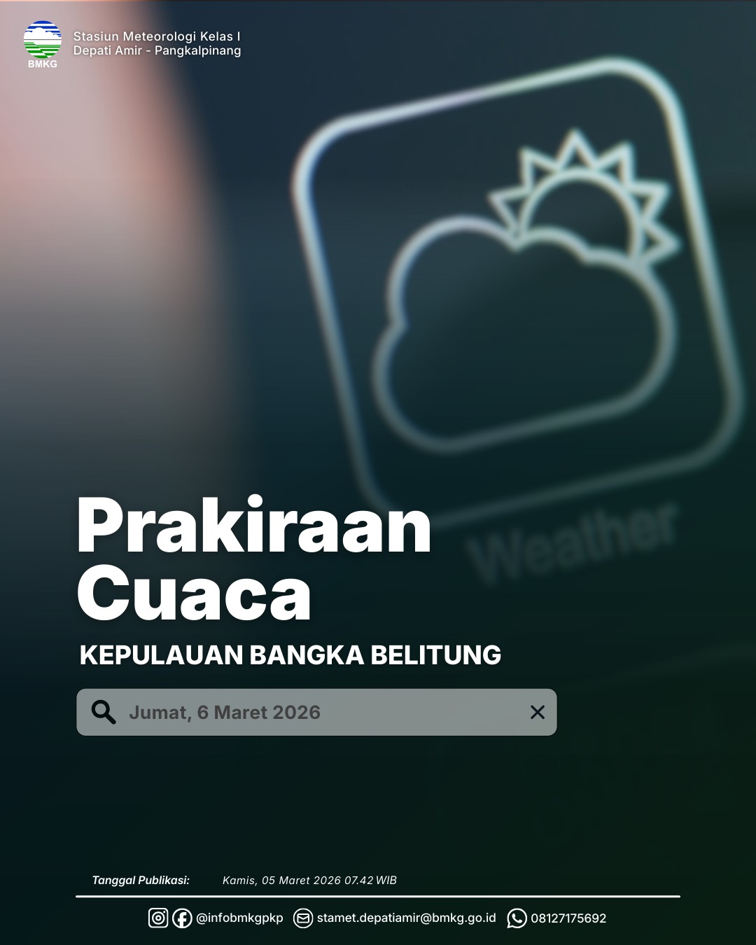 UPDATE Peringatan Dini Cuaca Wilayah Bangka Belitung tgl 6 Maret 2026